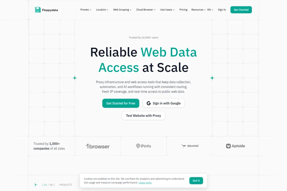 Aperçu de la landing page