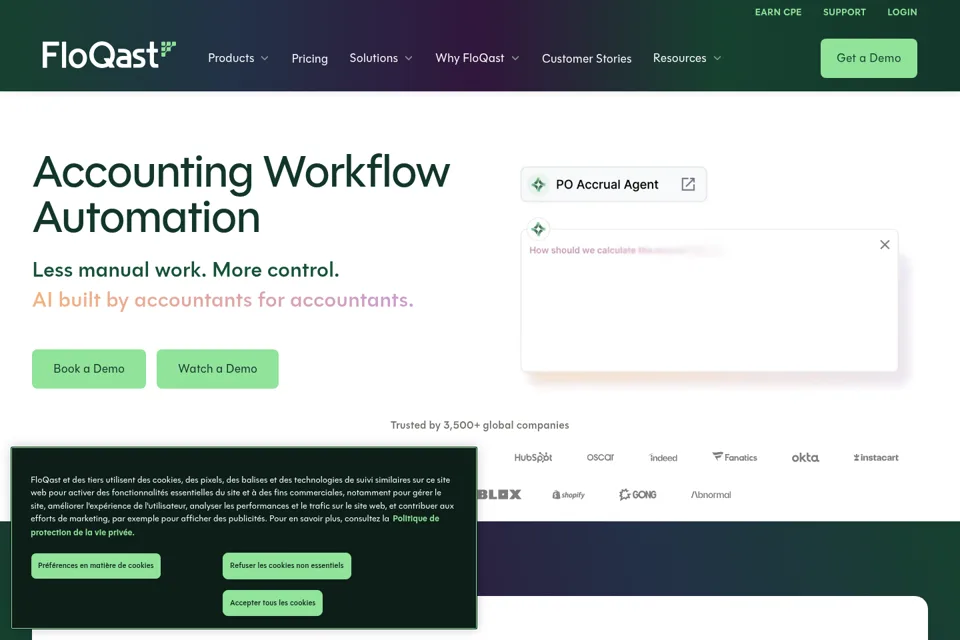 Aperçu de la landing page