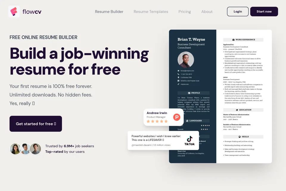 Landing page preview