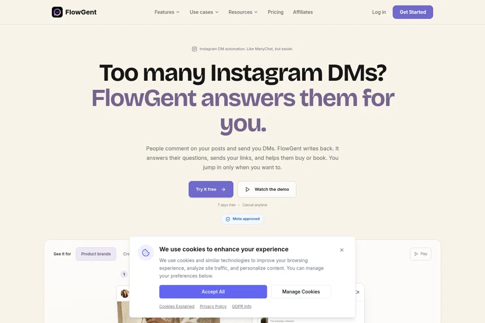 Aperçu de la landing page