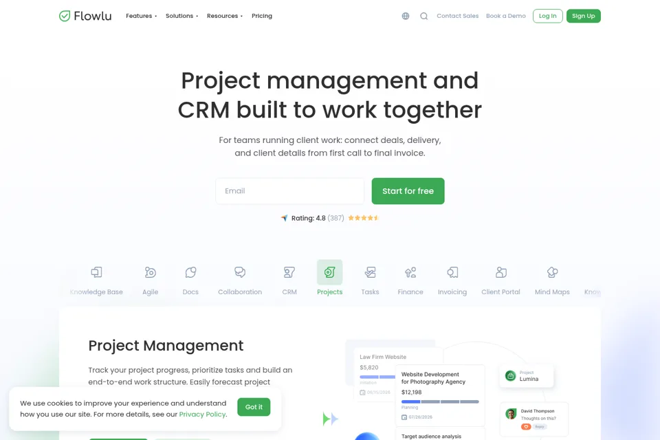 Aperçu de la landing page