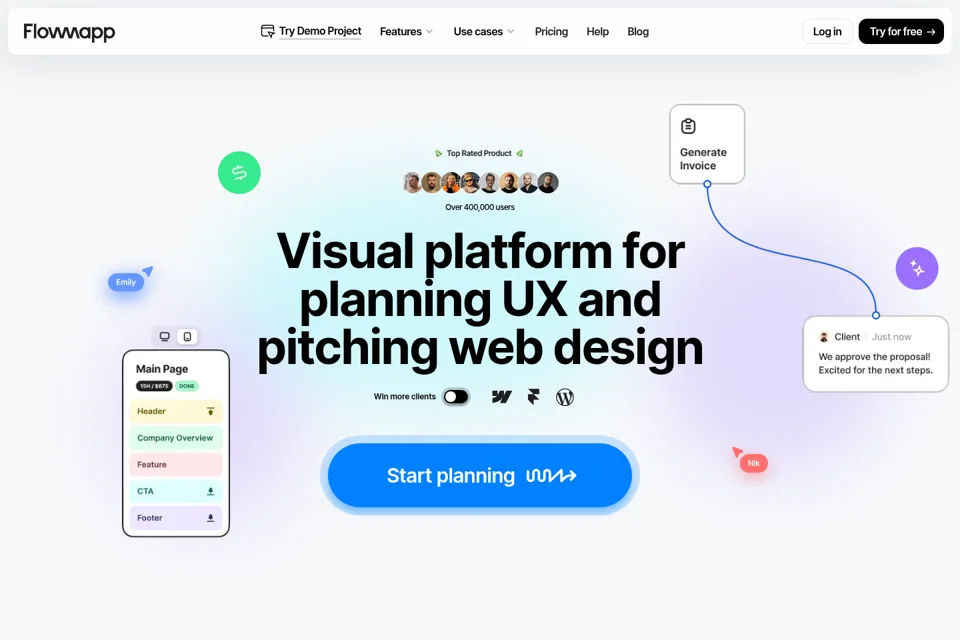 Aperçu de la landing page