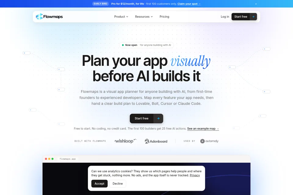 Aperçu de la landing page