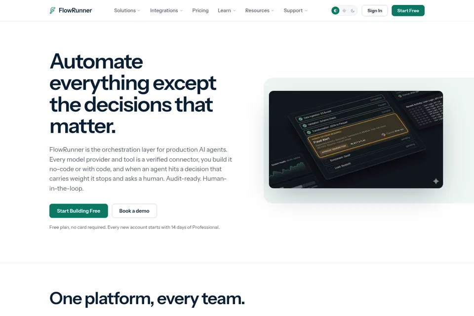 Aperçu de la landing page