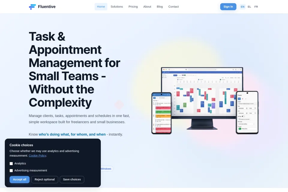 Aperçu de la landing page