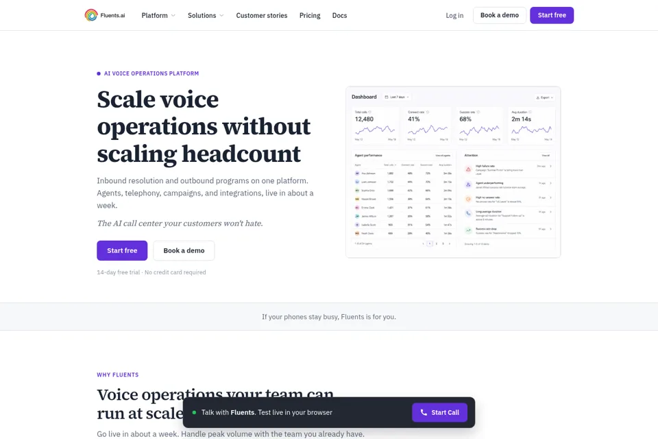 Aperçu de la landing page