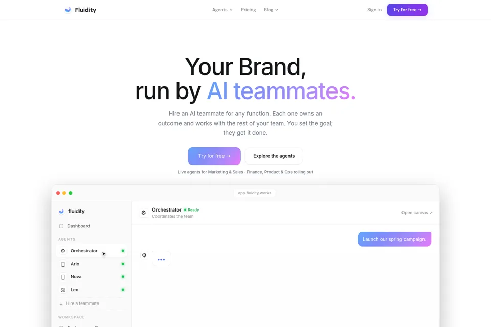 Aperçu de la landing page