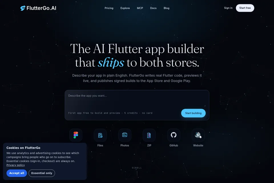 Aperçu de la landing page
