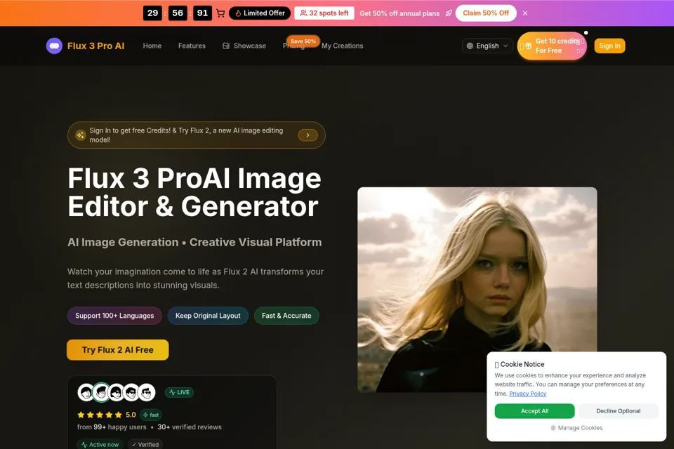 Aperçu de la landing page