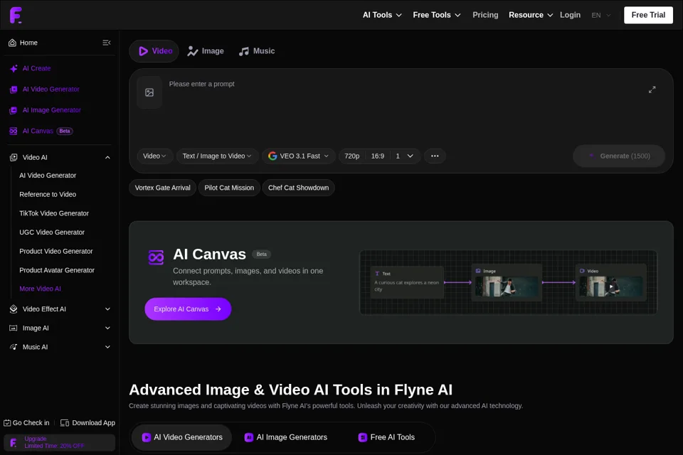 Aperçu de la landing page