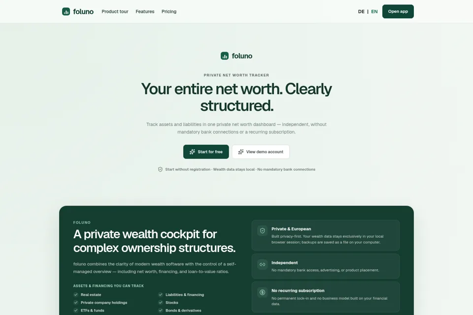 Aperçu de la landing page