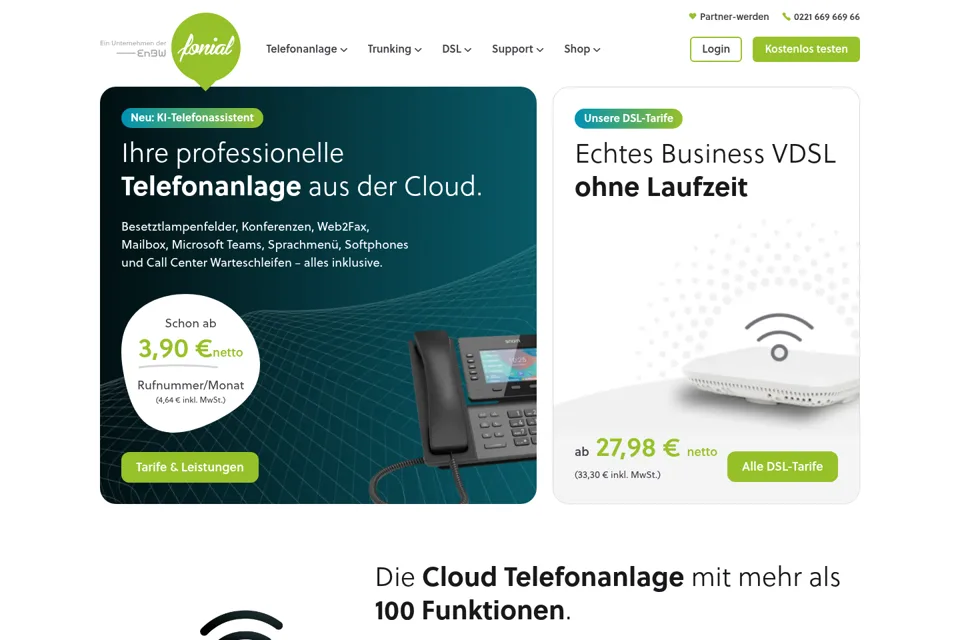 Aperçu de la landing page