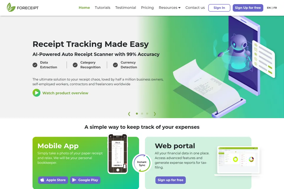 Aperçu de la landing page