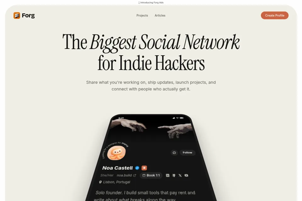 Aperçu de la landing page