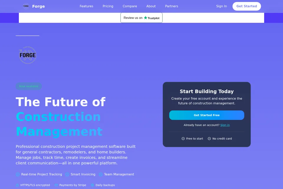 Aperçu de la landing page