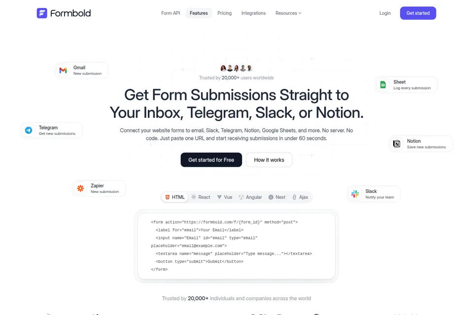 Aperçu de la landing page
