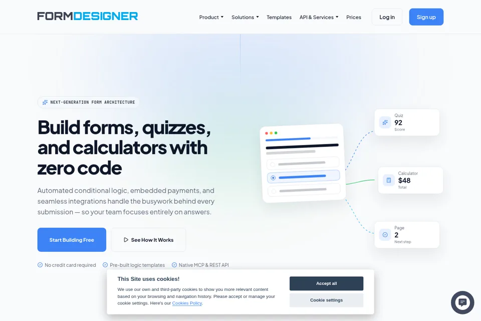 Aperçu de la landing page