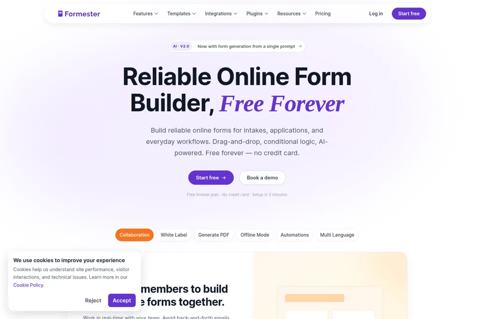 Aperçu de la landing page