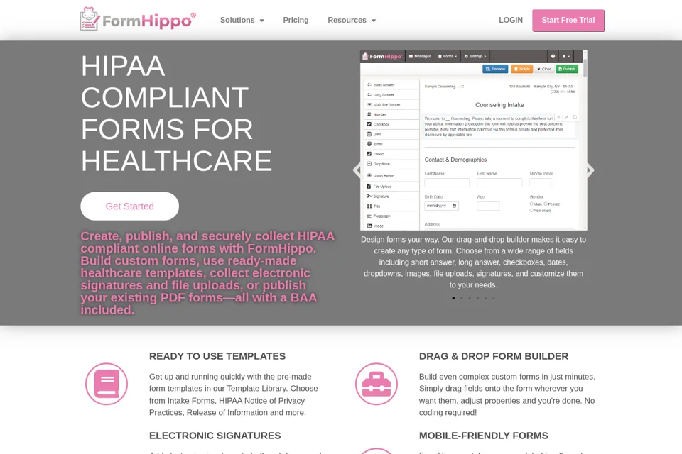 Aperçu de la landing page
