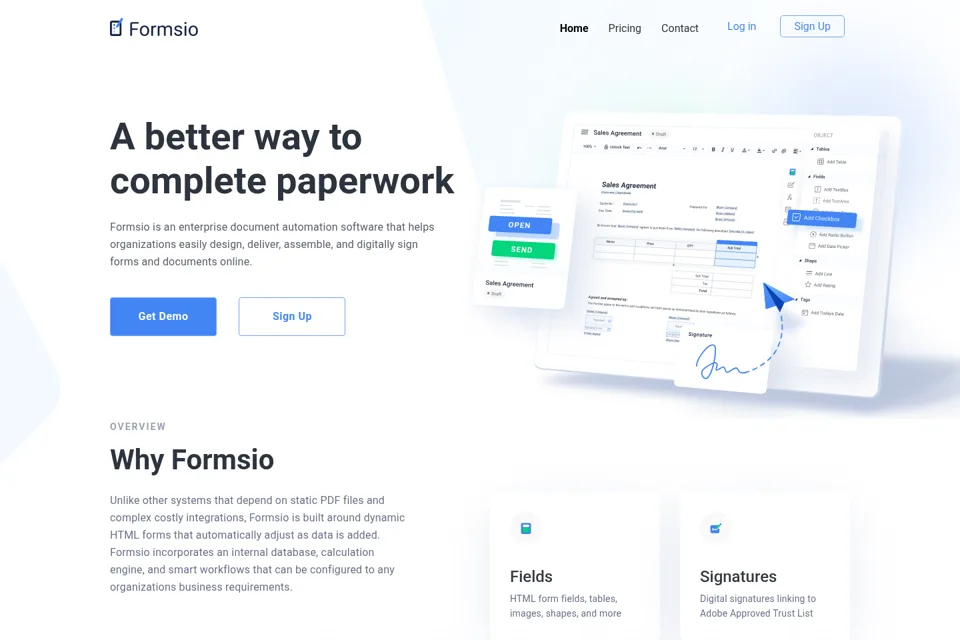Aperçu de la landing page