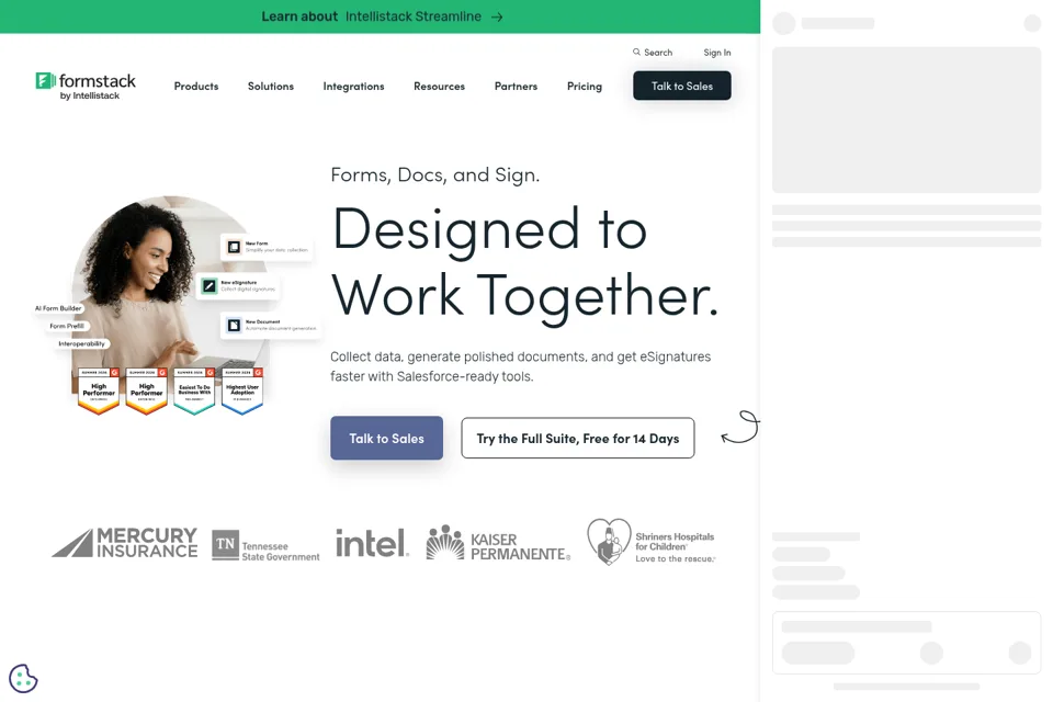 Aperçu de la landing page