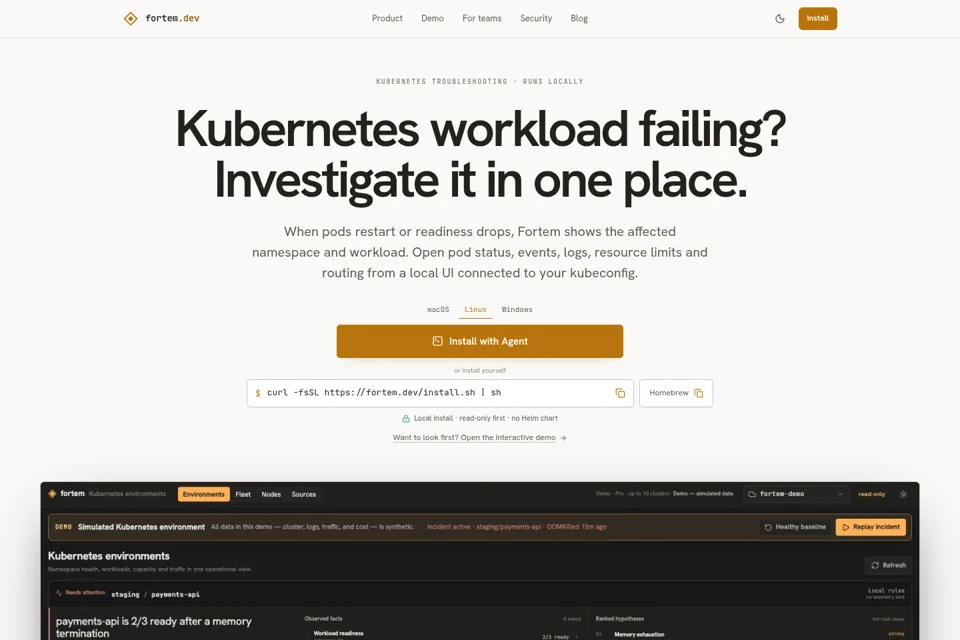 Aperçu de la landing page