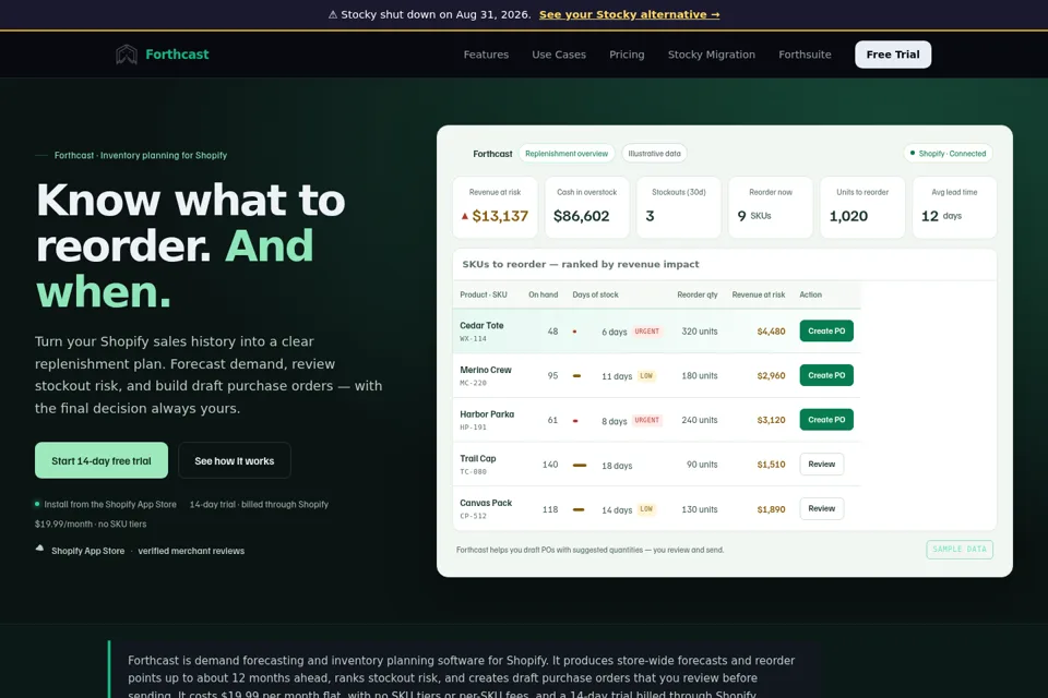 Aperçu de la landing page