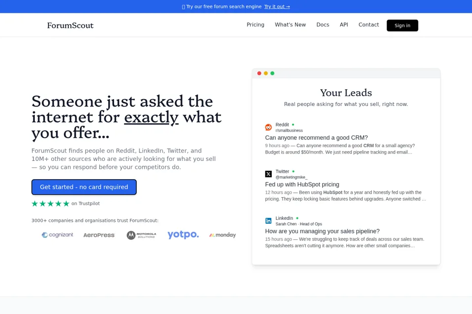 Aperçu de la landing page