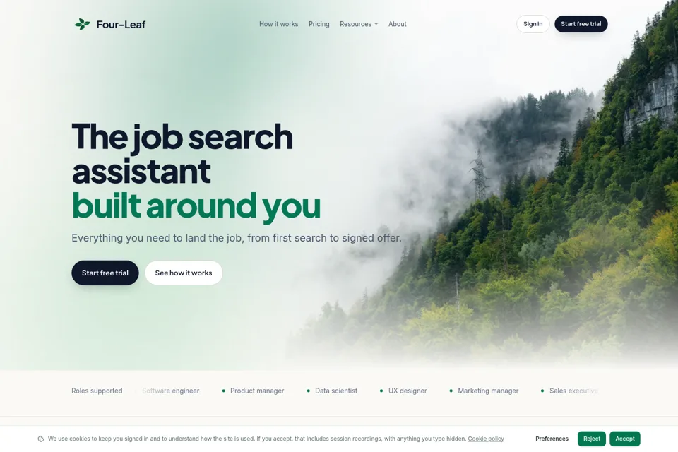 Aperçu de la landing page