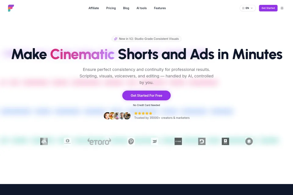 Aperçu de la landing page