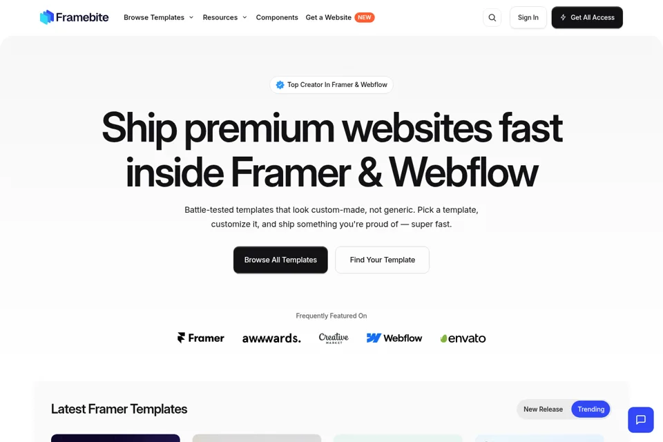 Aperçu de la landing page