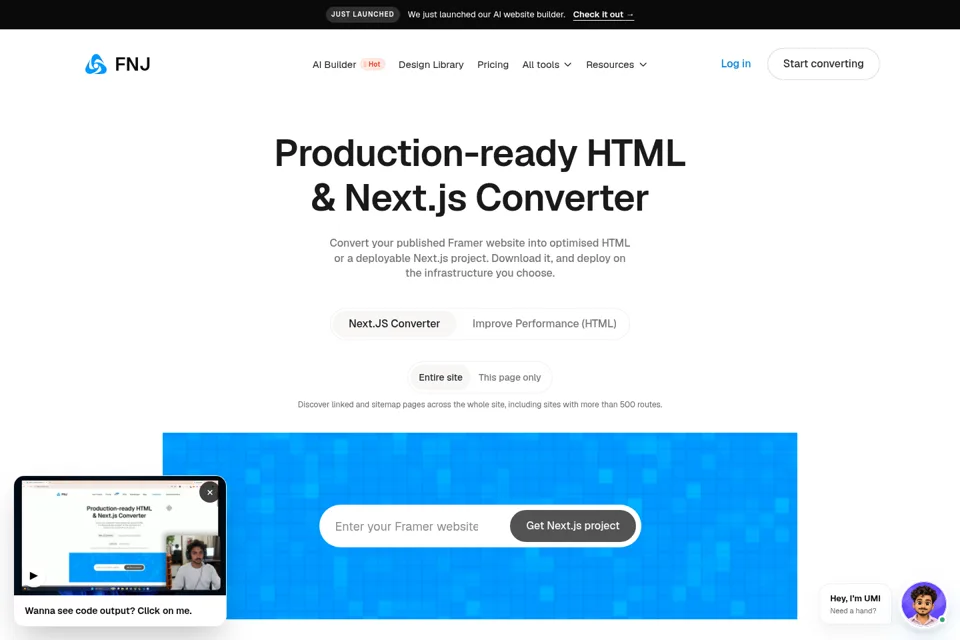 Aperçu de la landing page