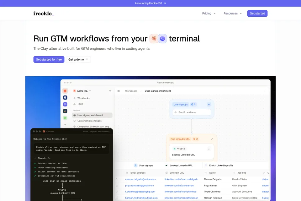 Aperçu de la landing page