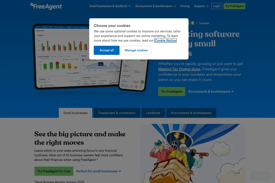 Aperçu de la landing page
