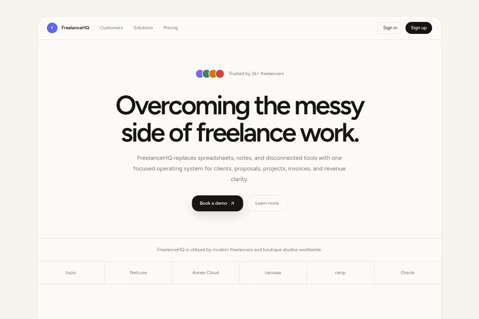 Aperçu de la landing page