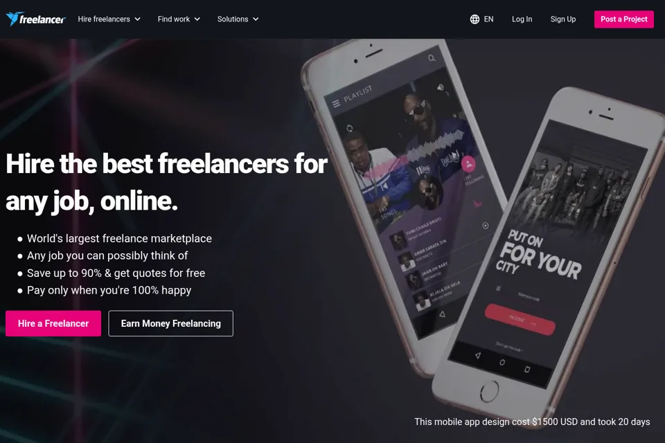 Aperçu de la landing page