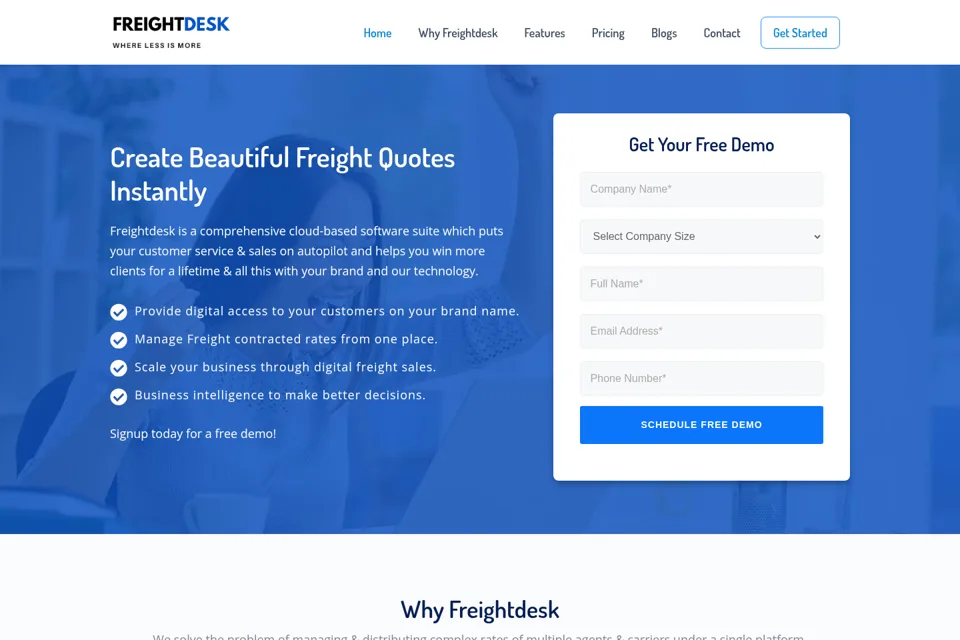 Aperçu de la landing page