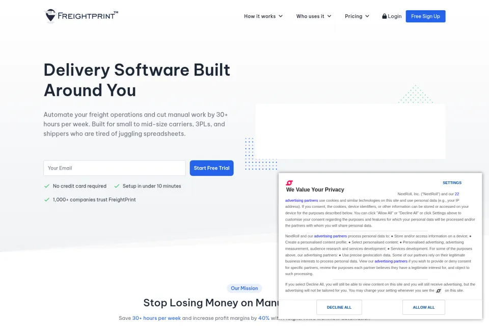 Aperçu de la landing page