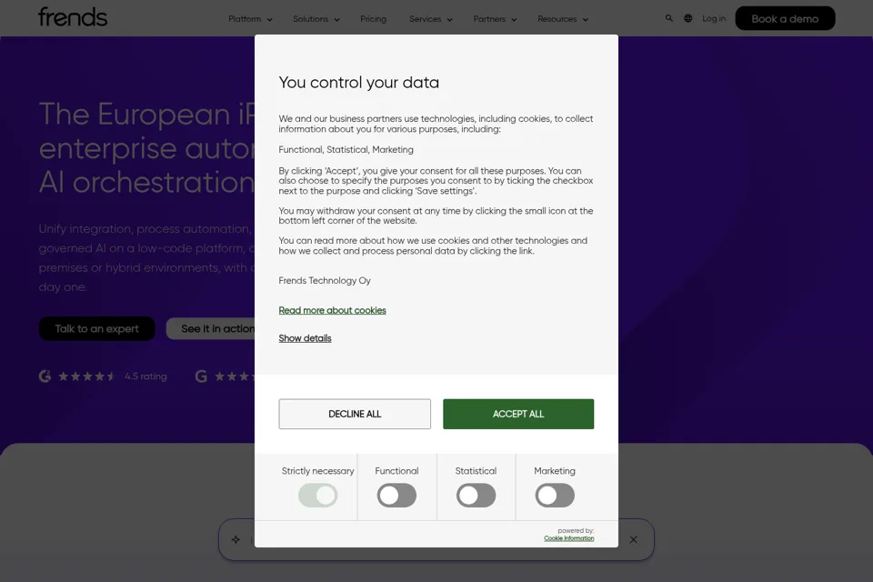 Aperçu de la landing page