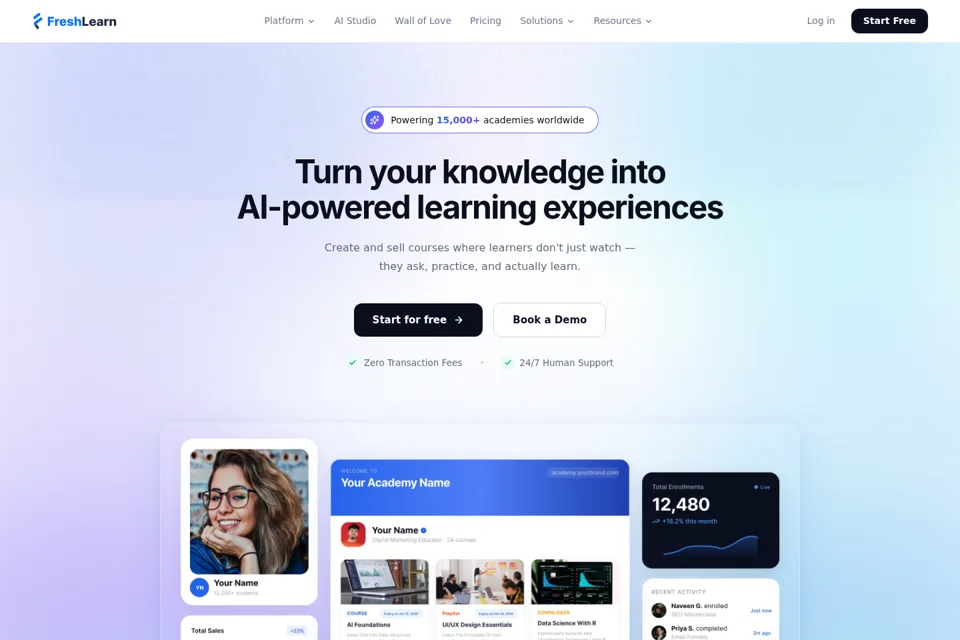 Aperçu de la landing page