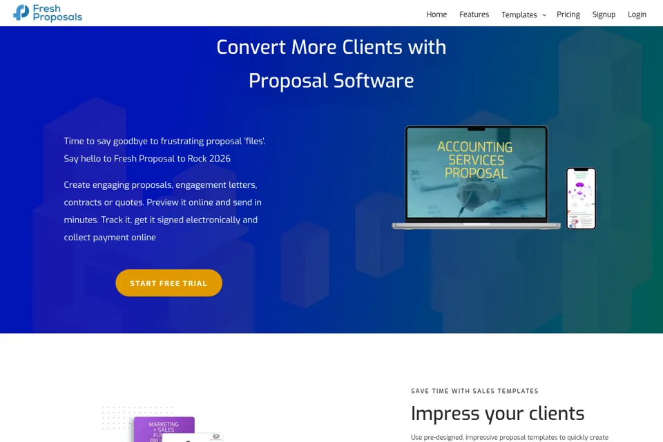 Aperçu de la landing page