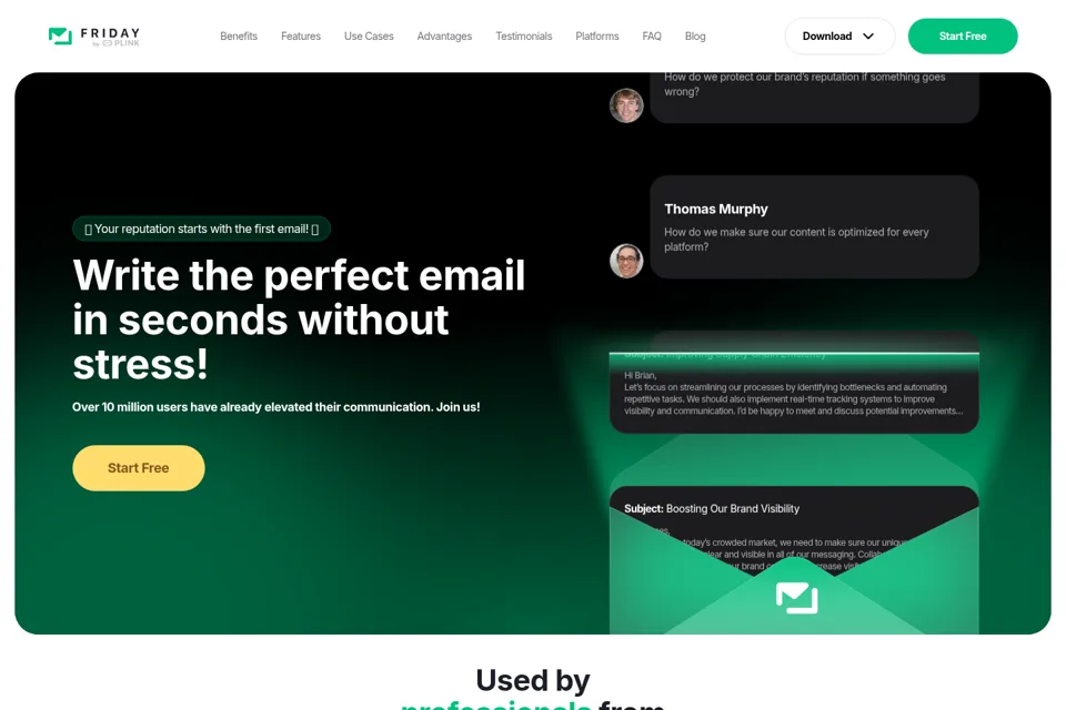 Aperçu de la landing page