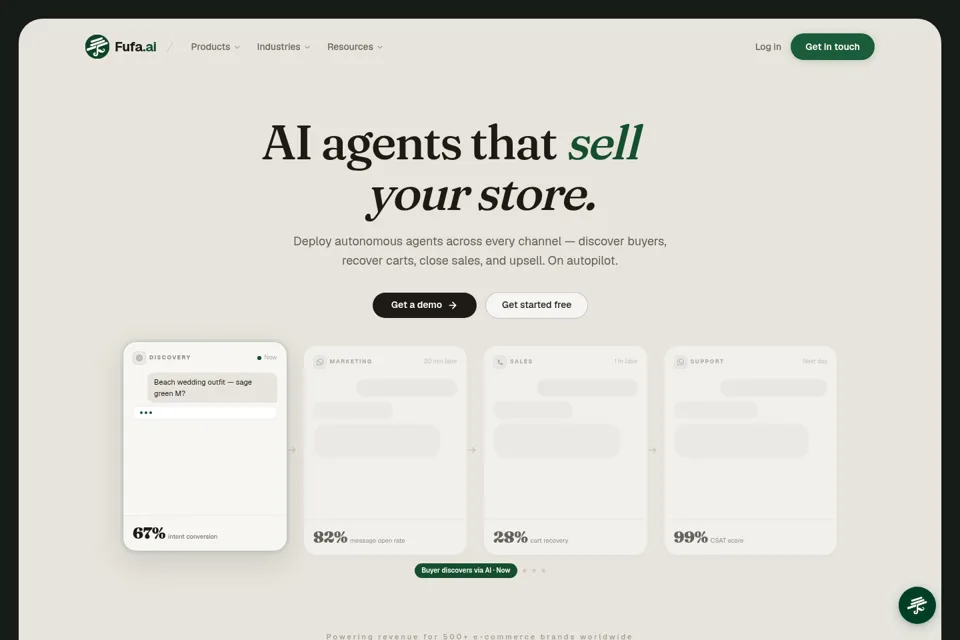 Aperçu de la landing page