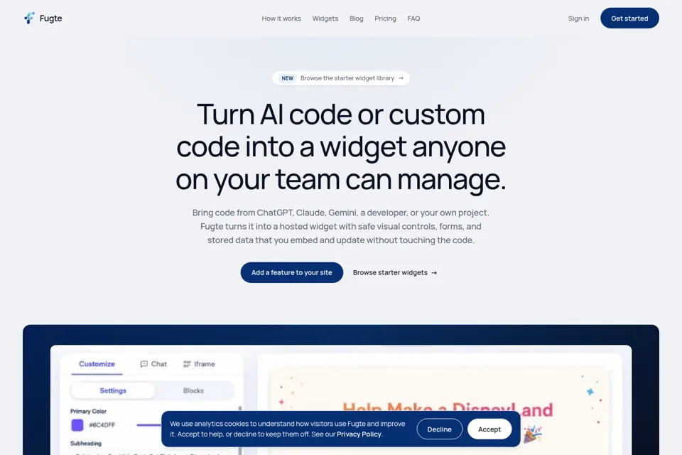 Aperçu de la landing page
