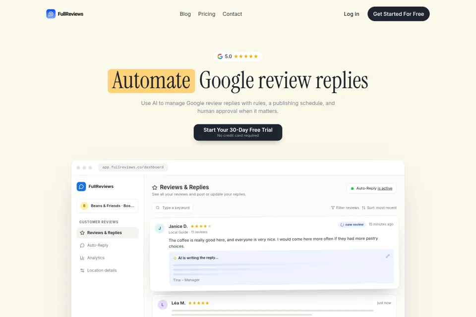 Aperçu de la landing page