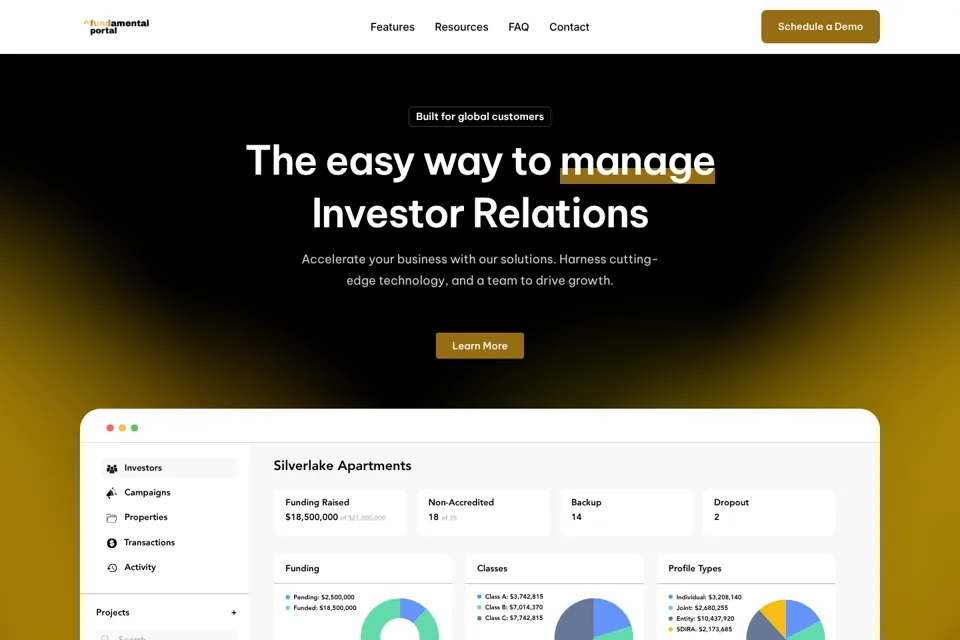 Aperçu de la landing page