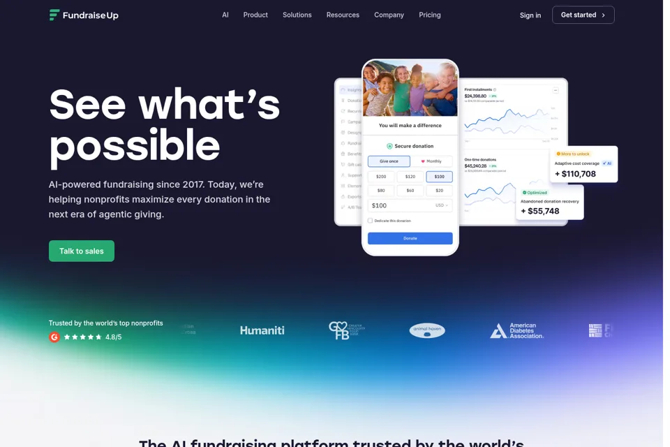 Aperçu de la landing page
