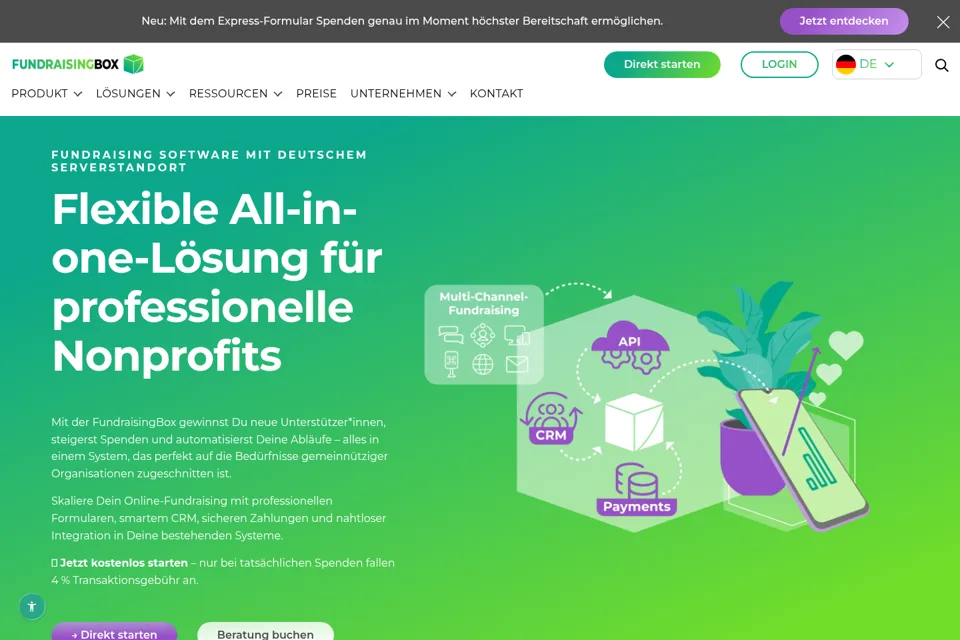 Aperçu de la landing page