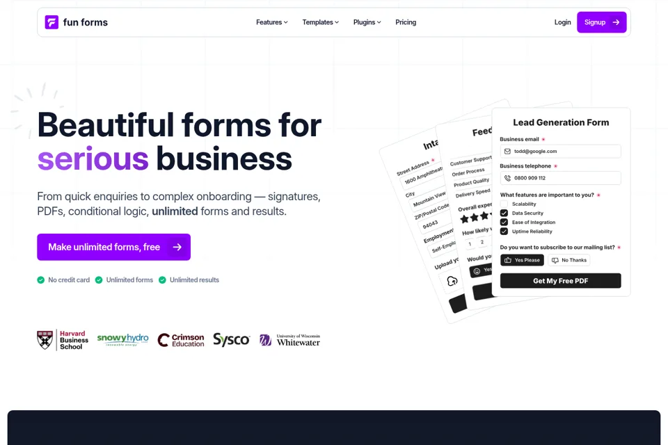 Aperçu de la landing page