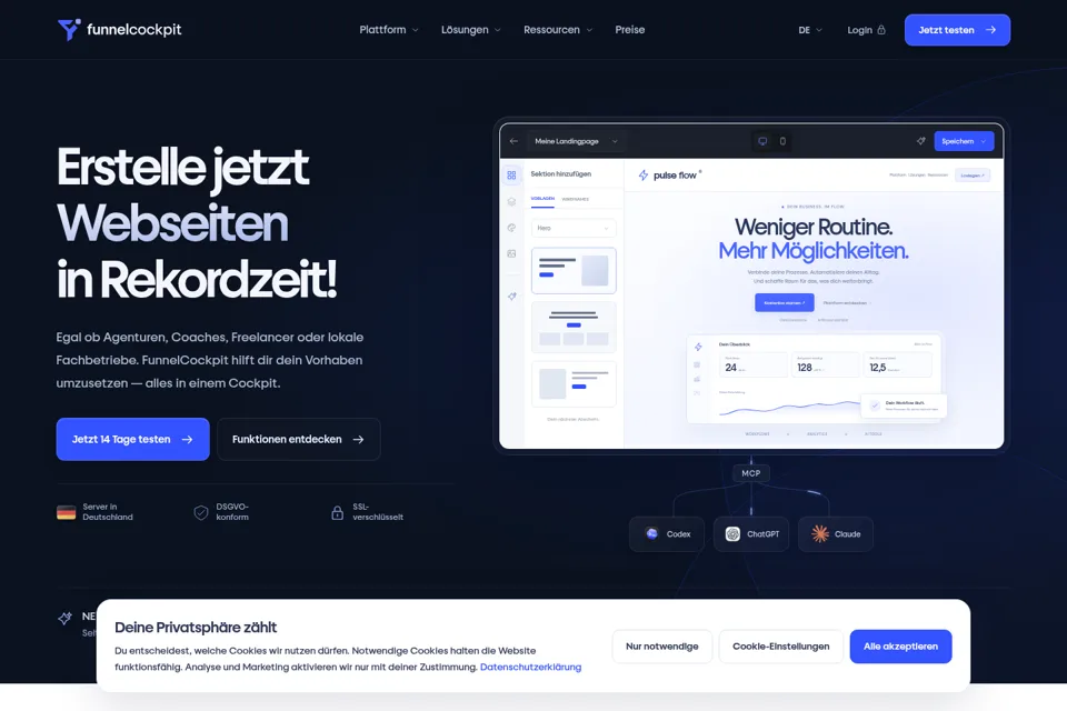 Aperçu de la landing page